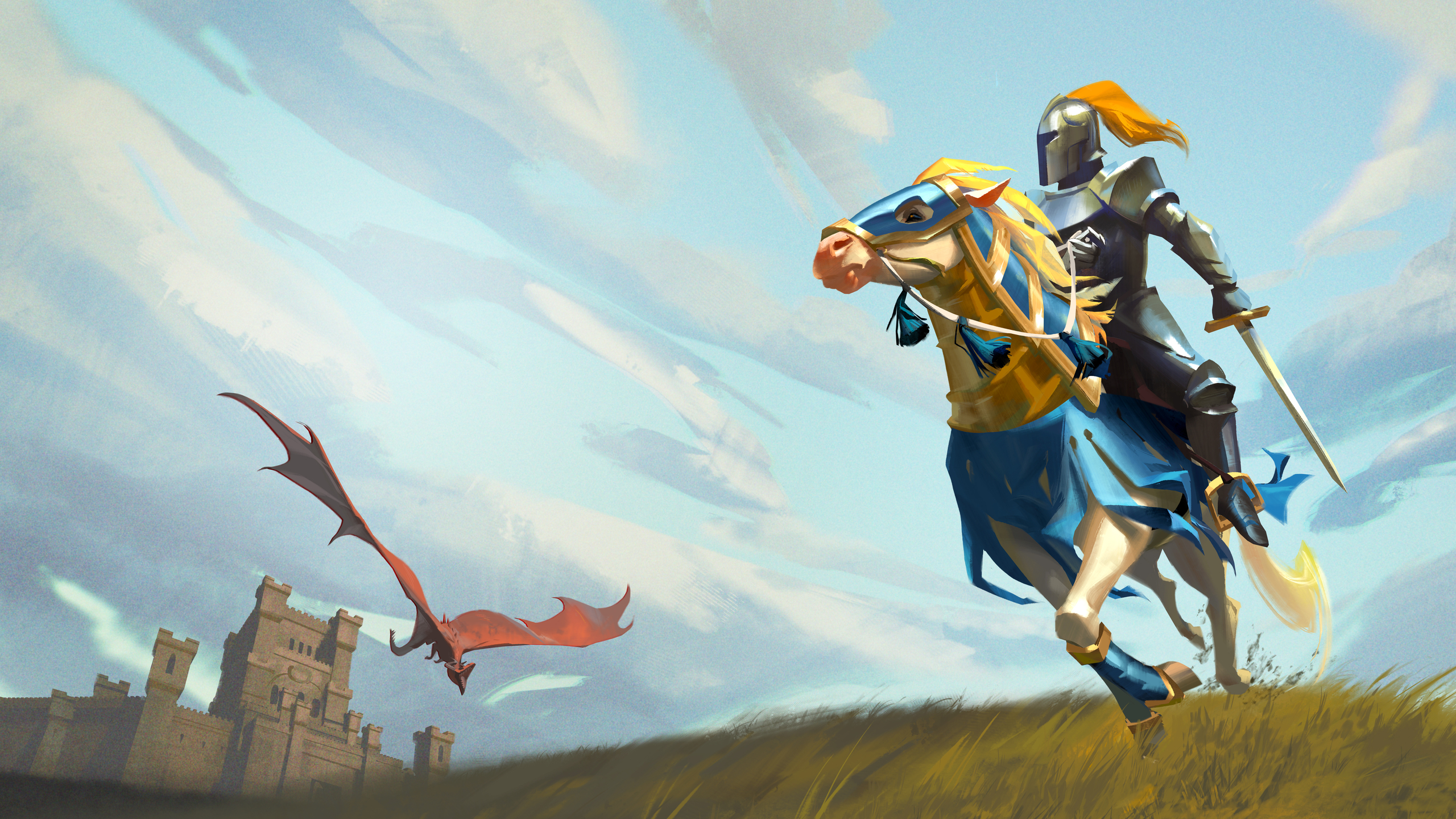 Рыцарь из фракции Храм как символ игры. Heroes of Might and Magic: Olden Era. Wallpaper.
