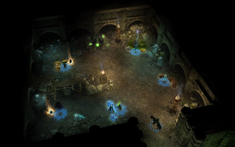 Некромант на входе в катакомбы с привидениями.